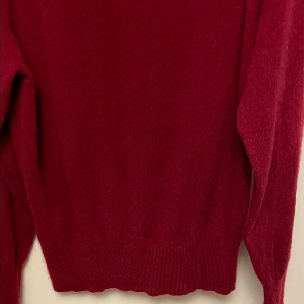 White + Warren Burgundy Cashmere Turtleneck Sweater Size Large - Picture 10 of 10